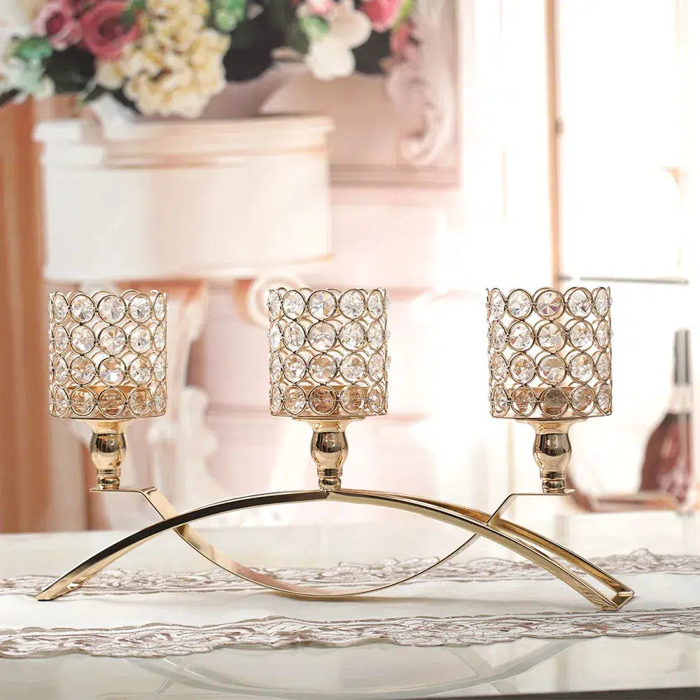 Crystal Tealight Candle Holders, Metal Candlesticks  