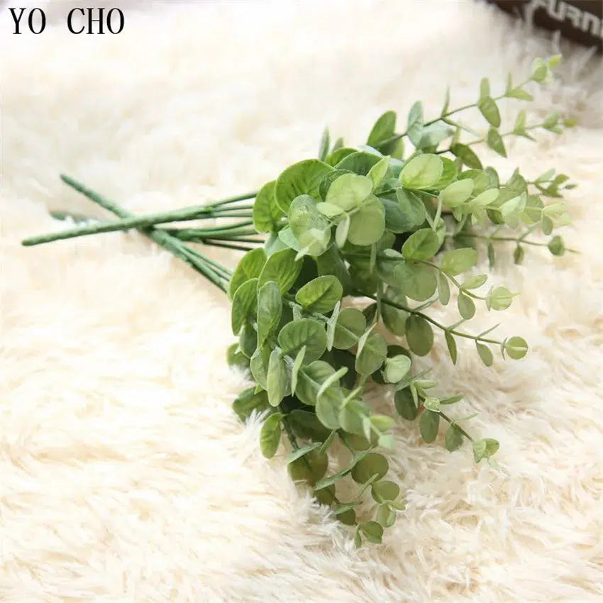 DIY Handmade Plastic Grass Wheat Plant Artificial Bouquet - Eucalyptus  