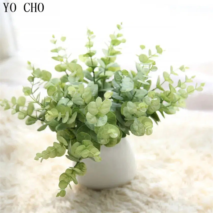 DIY Handmade Plastic Grass Wheat Plant Artificial Bouquet - Eucalyptus  