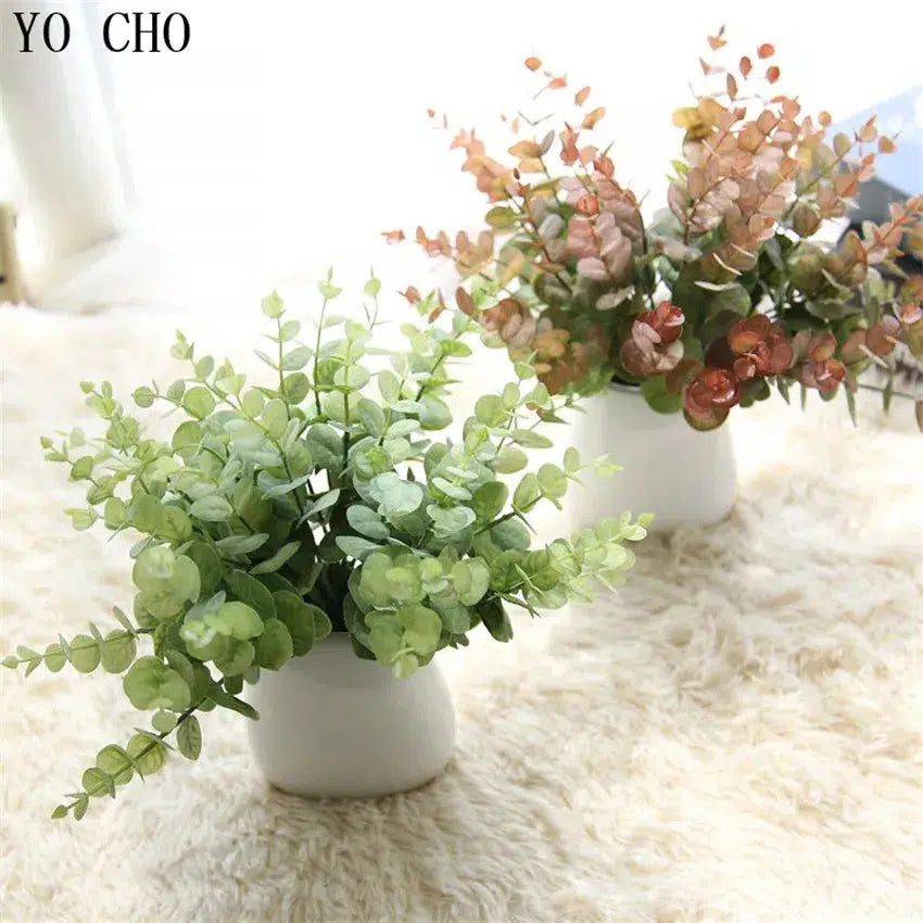 DIY Handmade Plastic Grass Wheat Plant Artificial Bouquet - Eucalyptus  