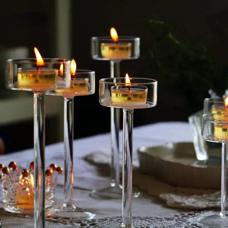 Glass Candle Holders Set Tealight Candle Holder  