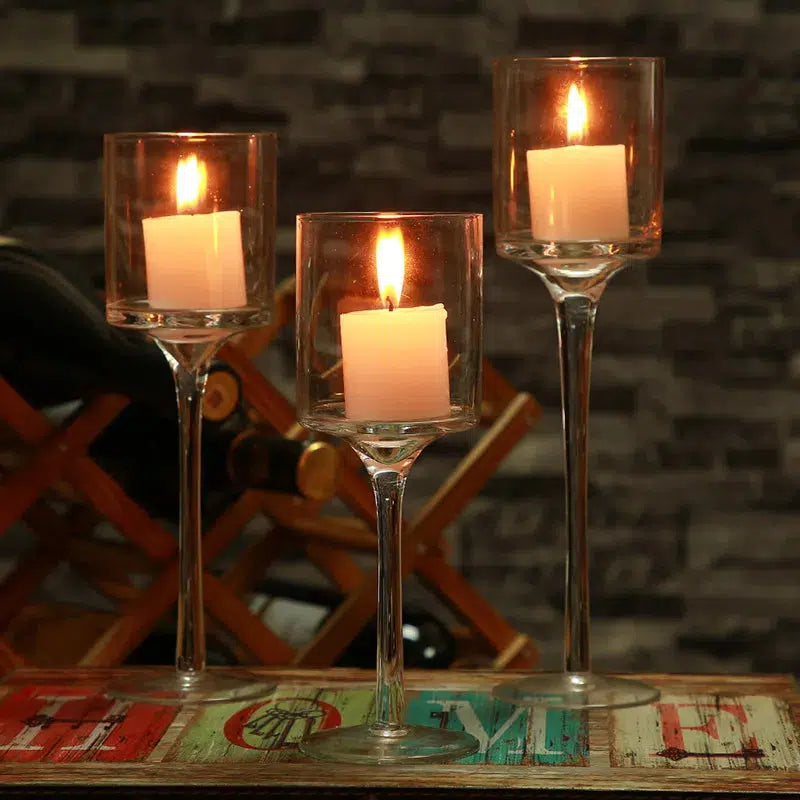 Glass Candle Holders Table Candlestick  