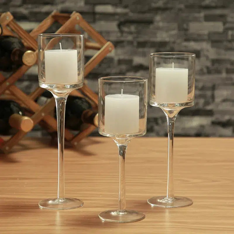 Glass Candle Holders Table Candlestick  