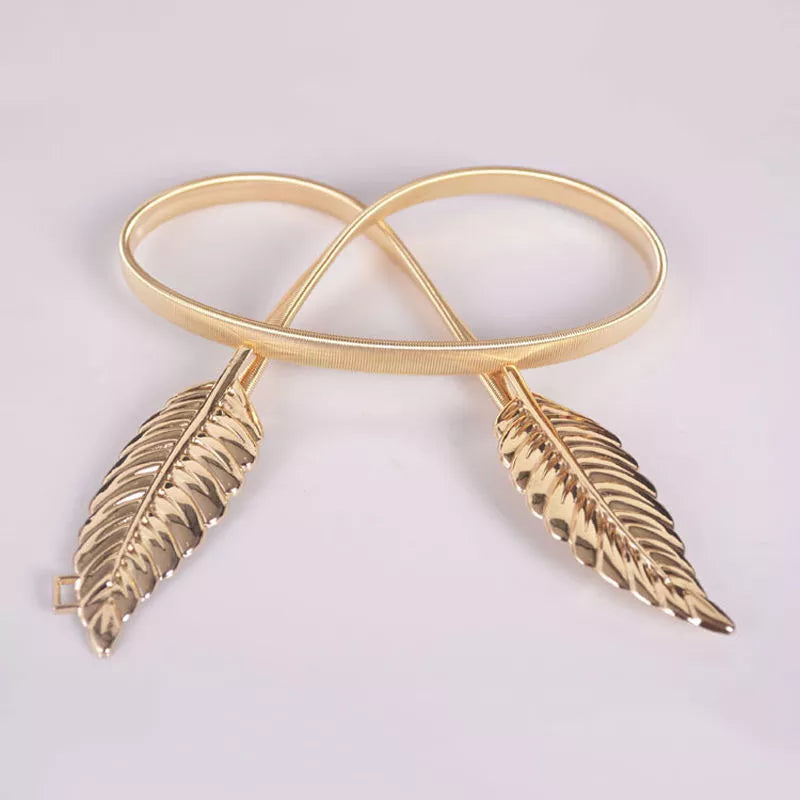 Golden Leaf Shape Wedding Elastic Strap  