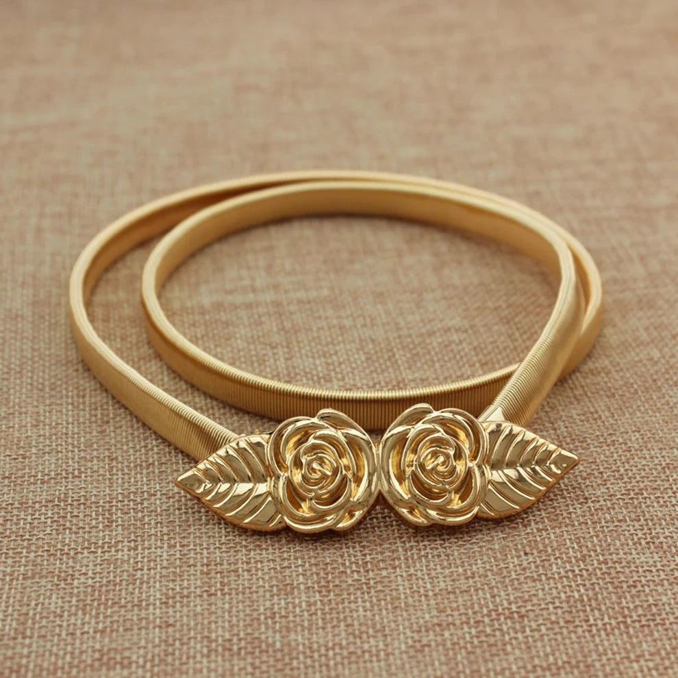 Golden Leaf Shape Wedding Elastic Strap  