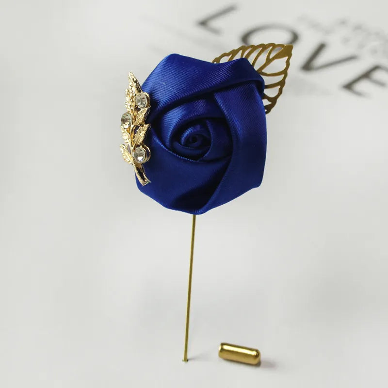 Groom Boutonniere Men Brooch Silk Rose  