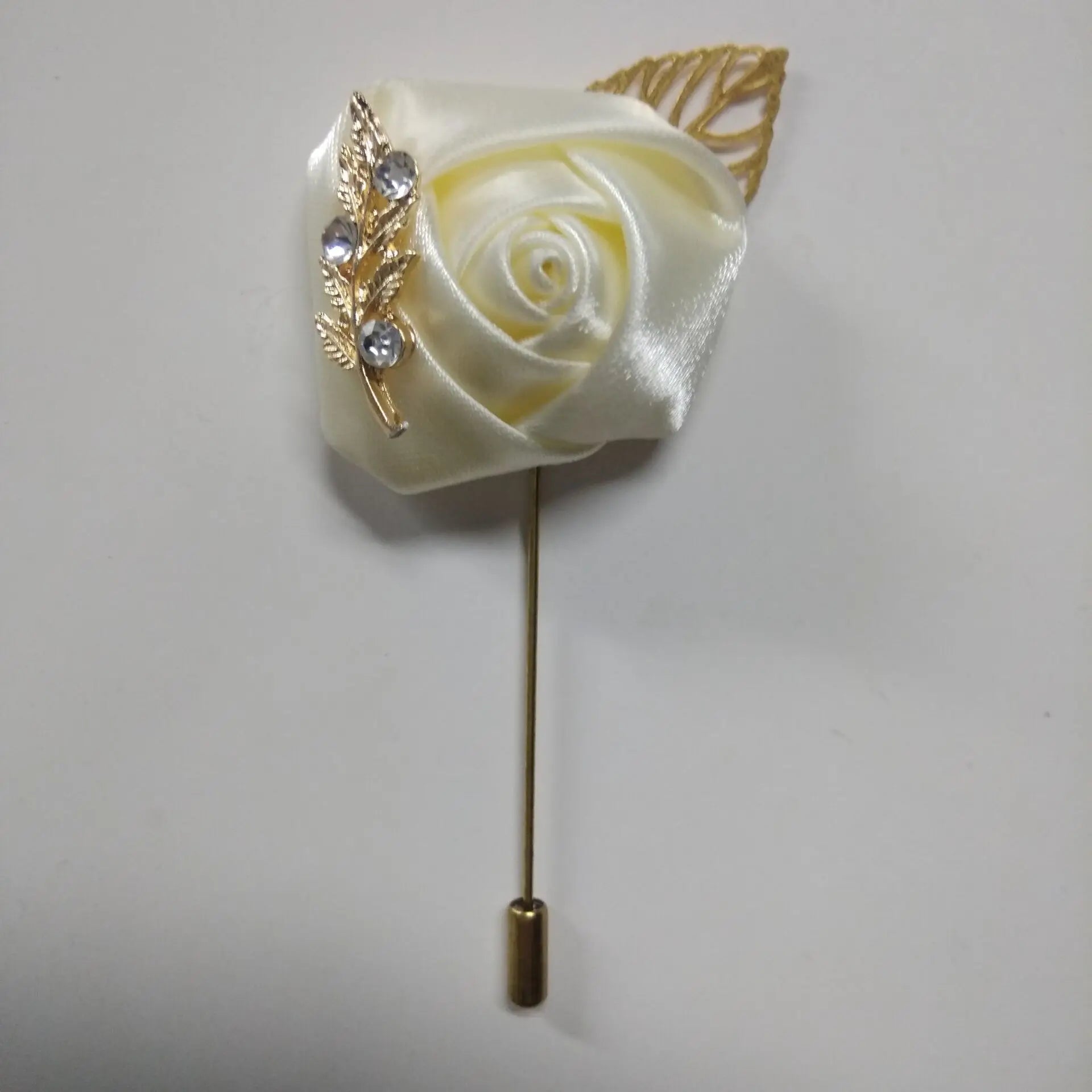 Groom Boutonniere Men Brooch Silk Rose  