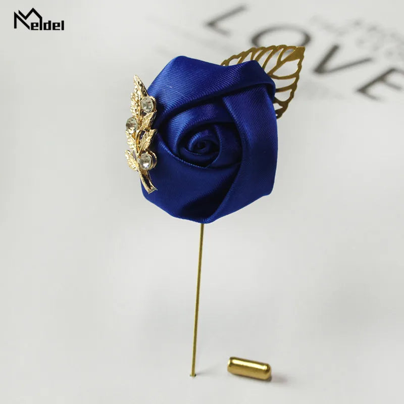 Groom Boutonniere Men Brooch Silk Rose  