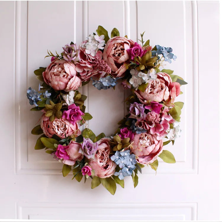 Handmade Peony Artificial Wreath – A Timeless Floral Accent  