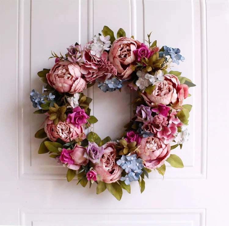 Handmade Peony Artificial Wreath – A Timeless Floral Accent  