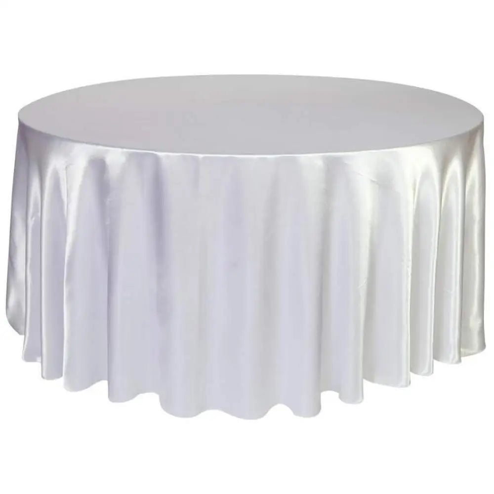 White Round/Rectangle Satin Tablecloth  