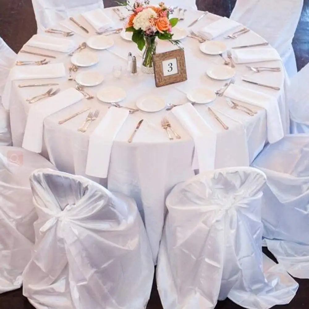 White Round/Rectangle Satin Tablecloth  