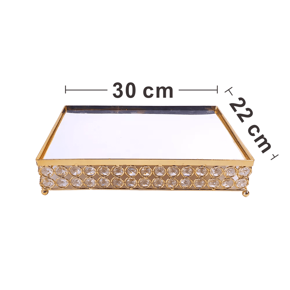 Gold Mirror Crystal Metal Cake Stand  