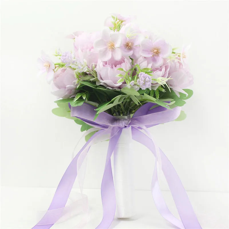 Bouquet Flowers Artificial Silk Peony Champagne  