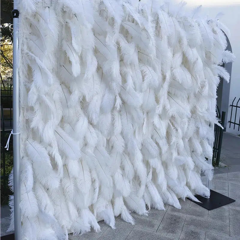 Luxury 5D Fabric Rolling Up Curtain Wedding Backdrop Feather  