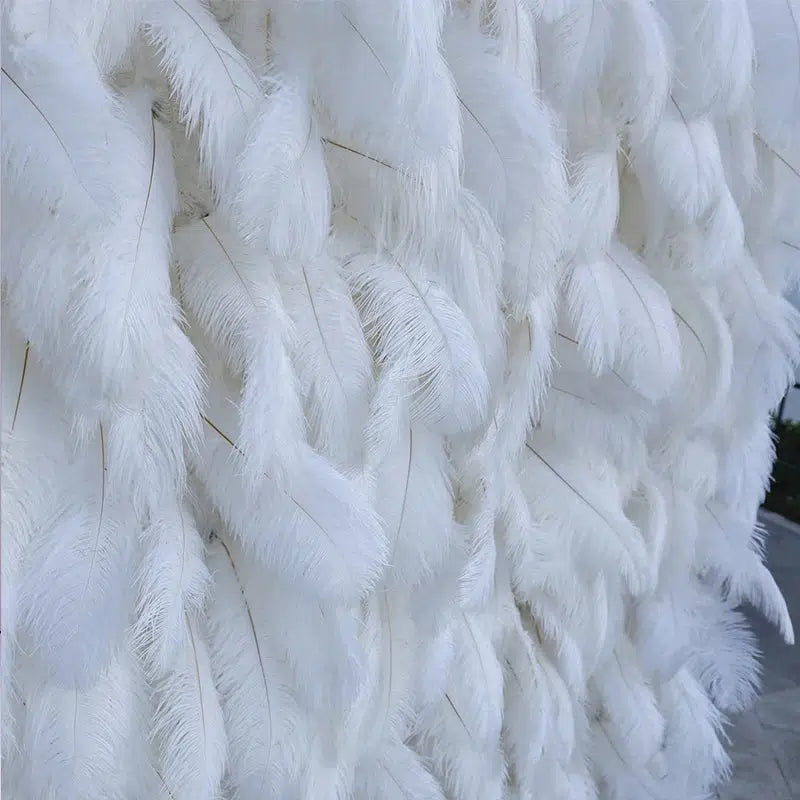 Luxury 5D Fabric Rolling Up Curtain Wedding Backdrop Feather  