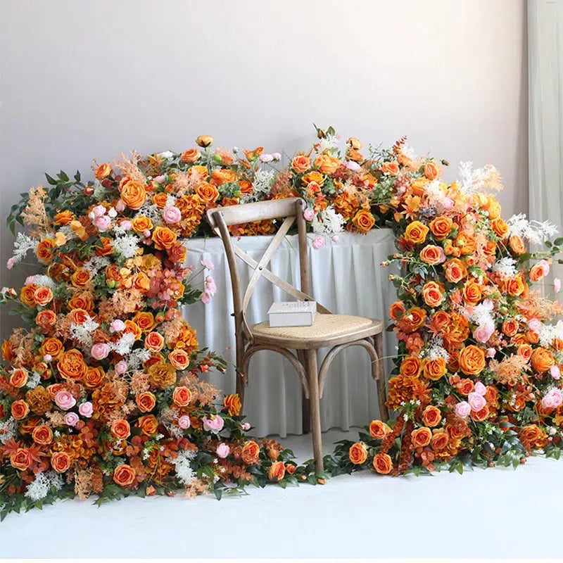 Luxury Orange Floral Wedding Backdrop Decor Rose hydrangea Flowers  