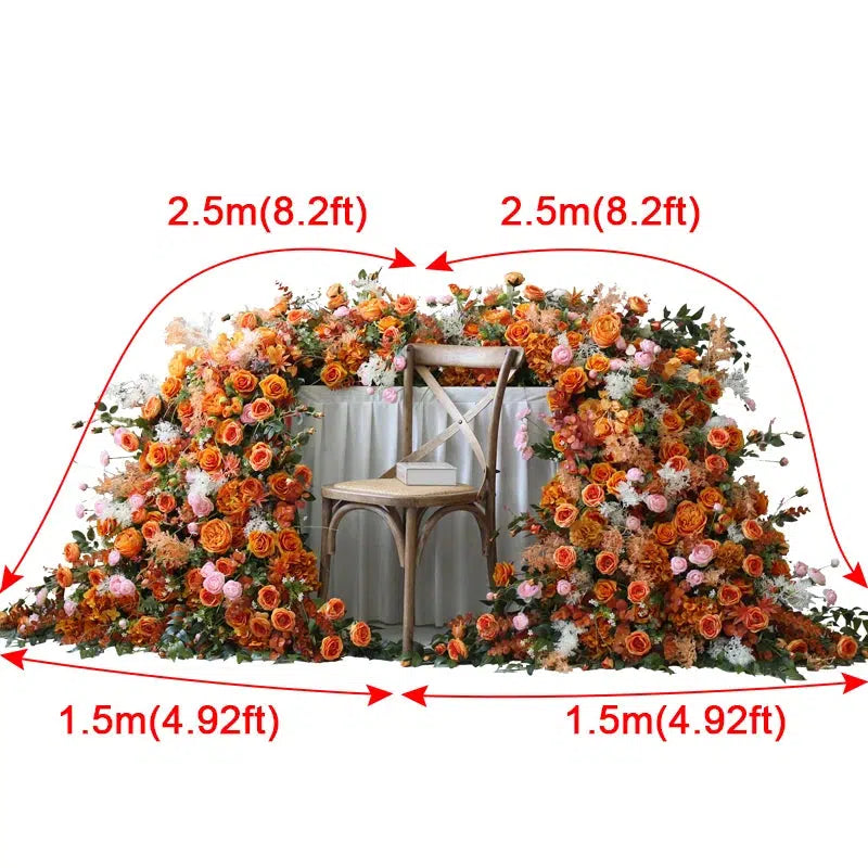 Luxury Orange Floral Wedding Backdrop Decor Rose hydrangea Flowers  