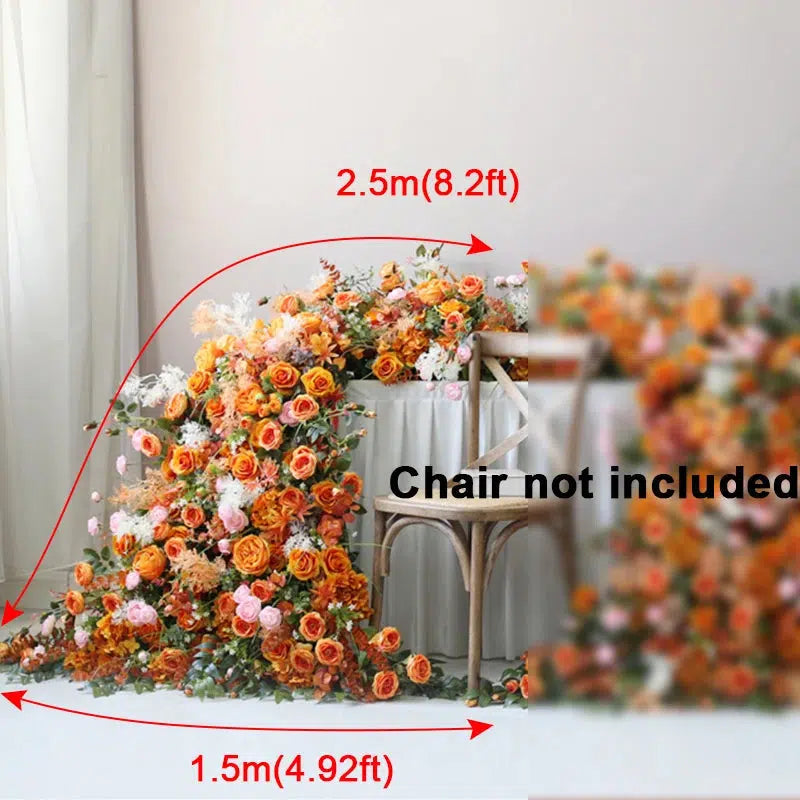 Luxury Orange Floral Wedding Backdrop Decor Rose hydrangea Flowers  