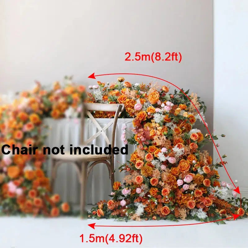 Luxury Orange Floral Wedding Backdrop Decor Rose hydrangea Flowers  