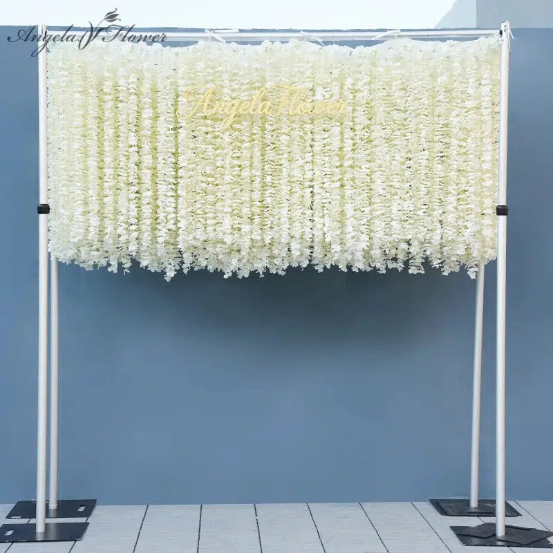 Luxury White Wisteria Hang Strings Flower Vine Roll Up 5D Backdrop  