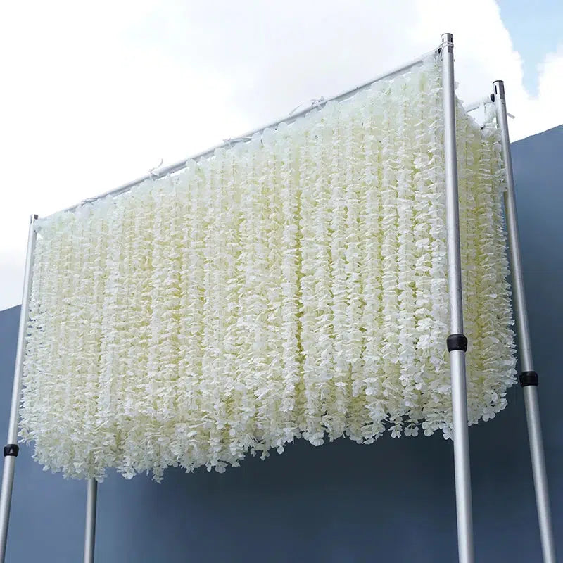 Luxury White Wisteria Hang Strings Flower Vine Roll Up 5D Backdrop  