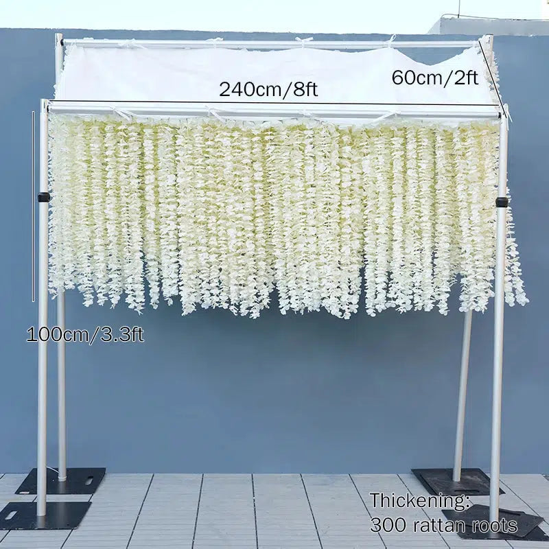 Luxury White Wisteria Hang Strings Flower Vine Roll Up 5D Backdrop  