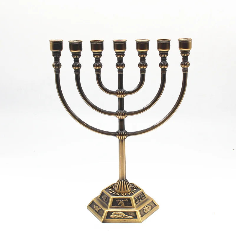 Menorah Metal Candle Holder Brass Votive Candelabra  