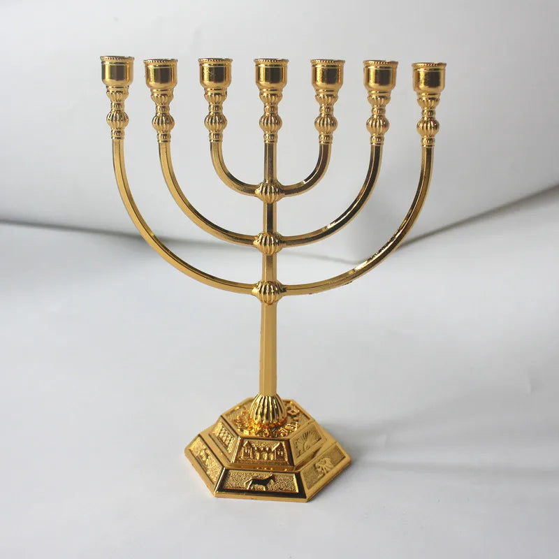 Menorah Metal Candle Holder Brass Votive Candelabra  