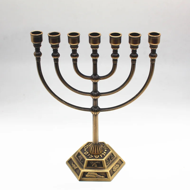 Menorah Metal Candle Holder Brass Votive Candelabra  