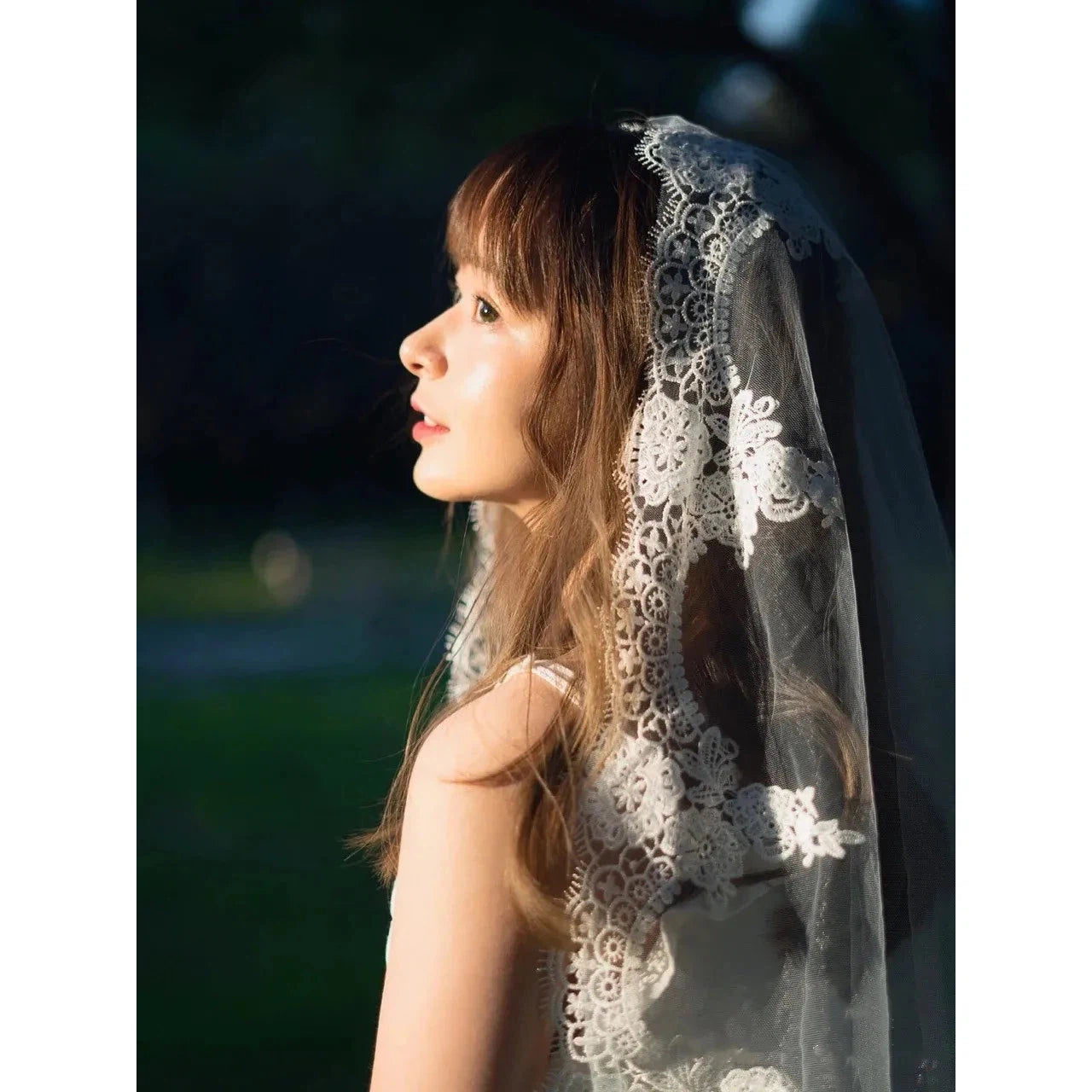 One Layer Lace Edge Black Bridal Veil 1.5*1.5 M Long  