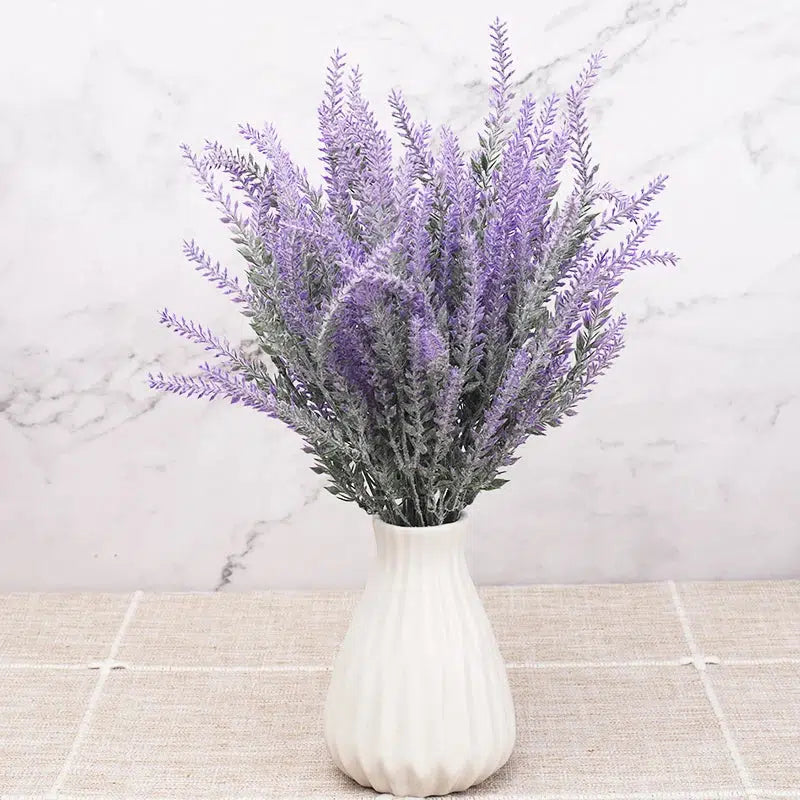 Plastic Lavender Artificial Flowers Purple Bouquet  