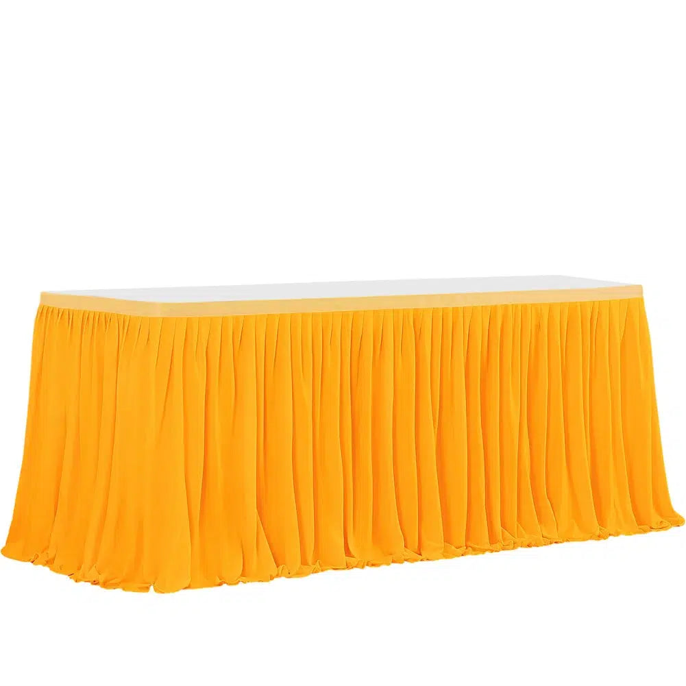 Pleated Table Skirt Table Cloth 6 Ft x 14 Ft Large Size Wrinkle Resistant  