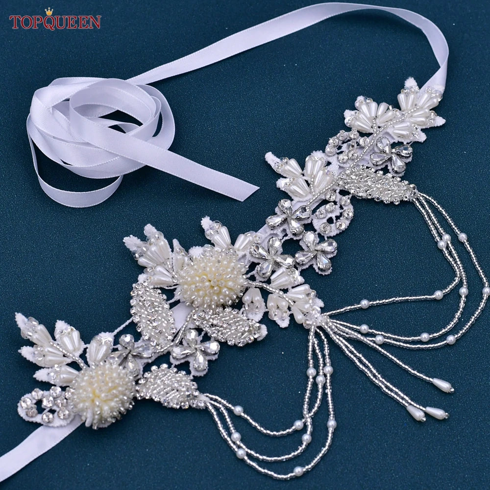 Rhinestone Beaded Bridal Belt Diamond Applique  