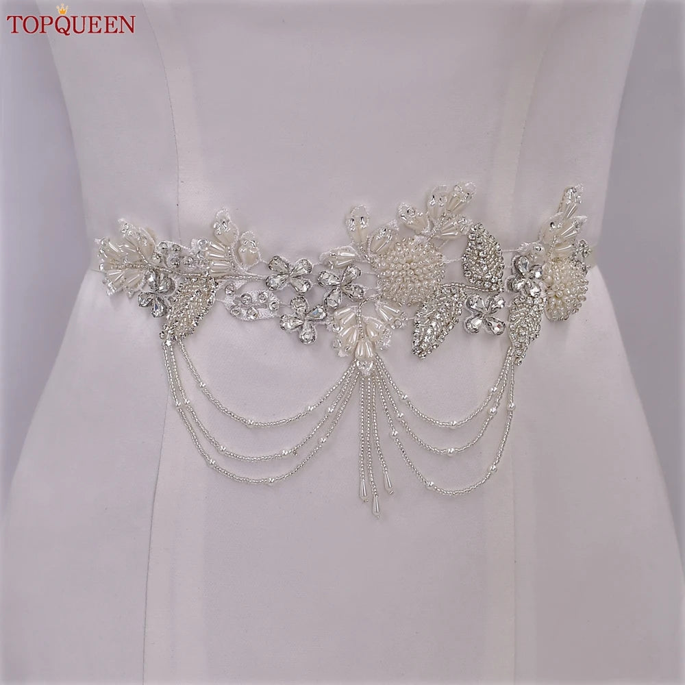 Rhinestone Beaded Bridal Belt Diamond Applique  