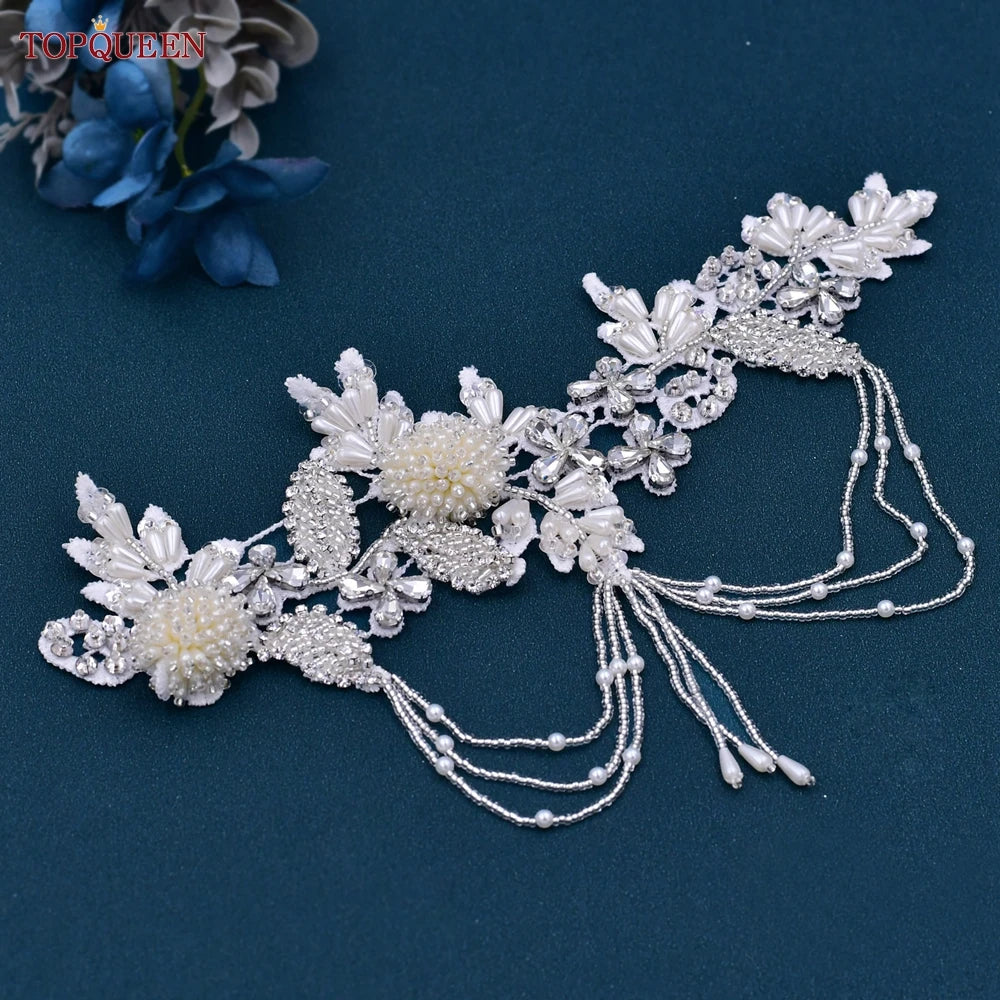 Rhinestone Beaded Bridal Belt Diamond Applique  