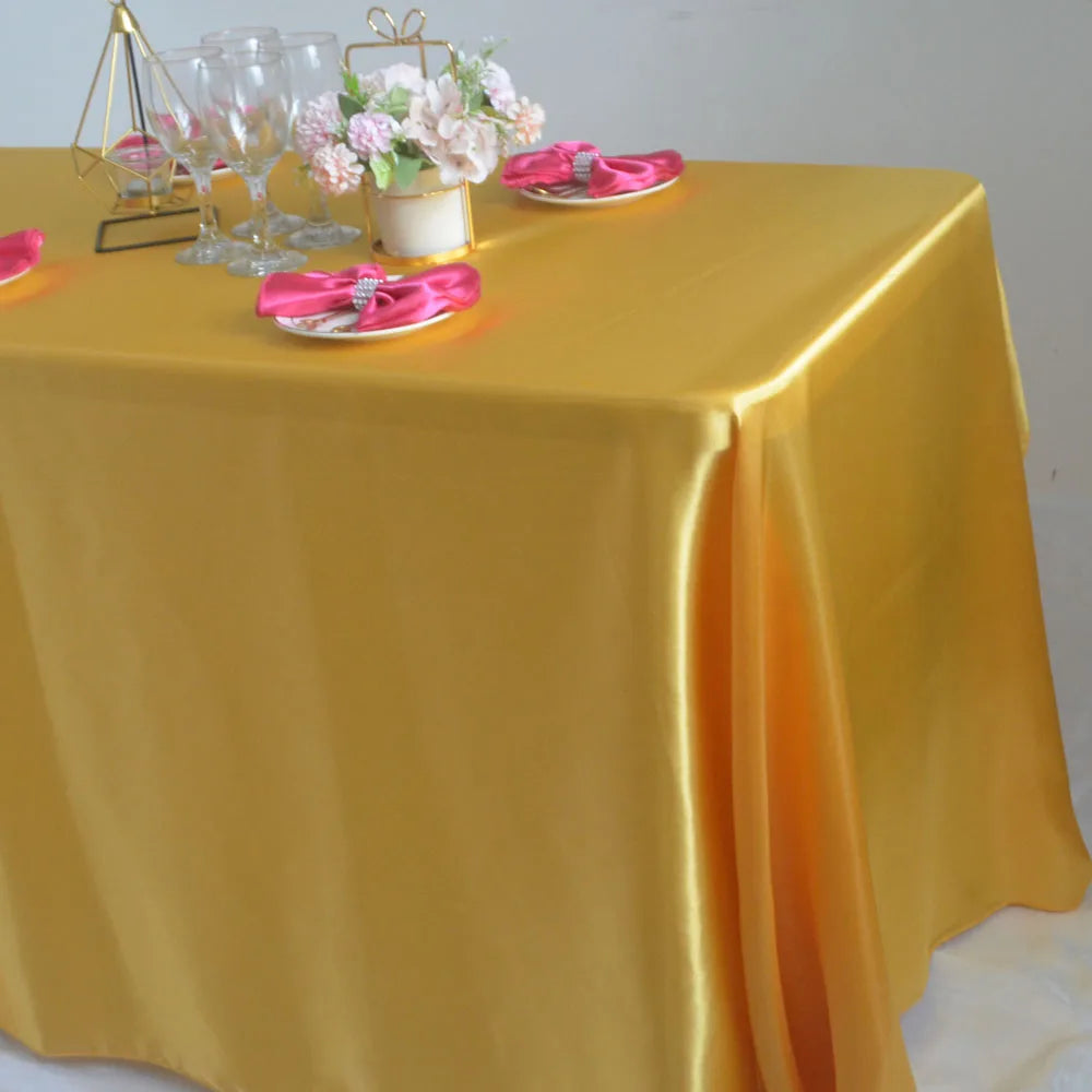 Yellow Elegant Satin Rectangle Tablecloth  