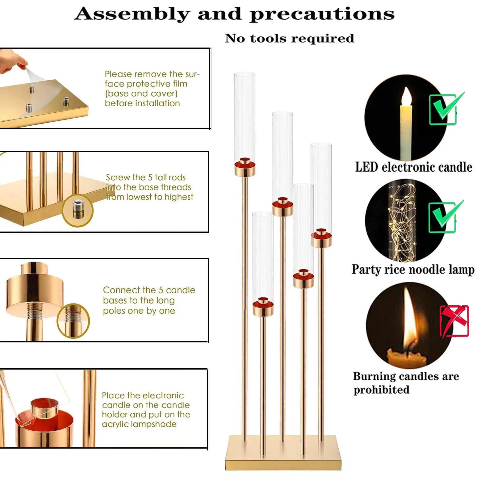 4pcs/lot Gold Floor Candelabra Centerpieces  