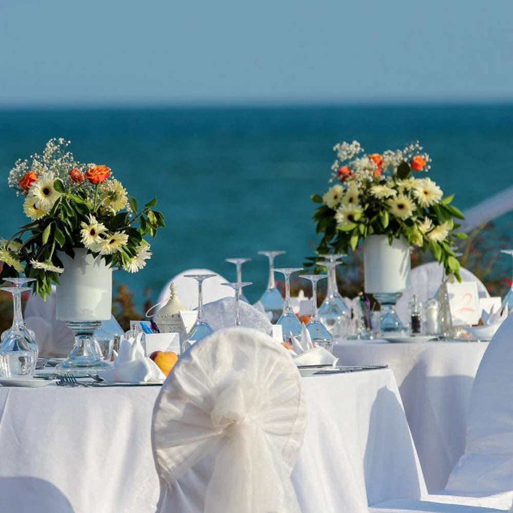 White Round/Rectangle Satin Tablecloth  