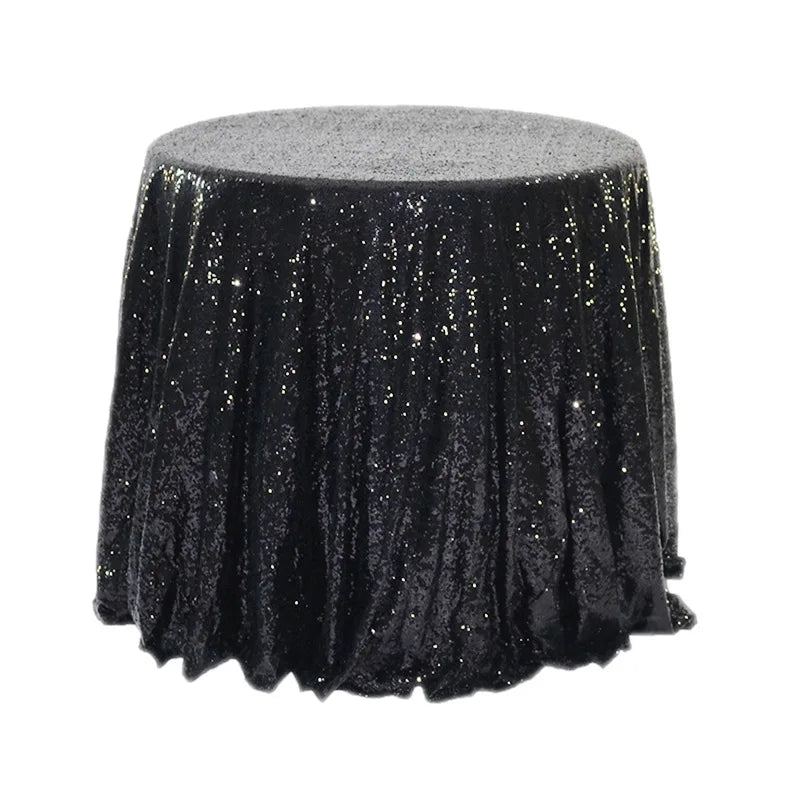 Black Round Sequin Tablecloth  