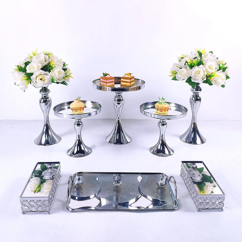 Metal Crystal Cake Stand Sets-Wedding Cake Stands & Plates