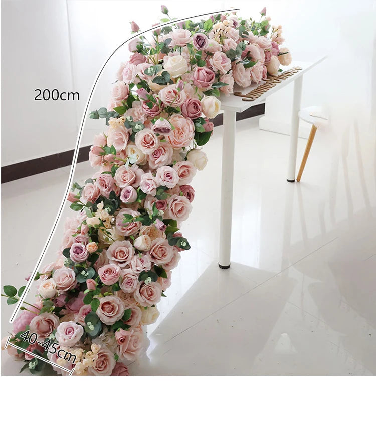 2m/1m/50cm Artificial Flower Row Table Centerpiece  