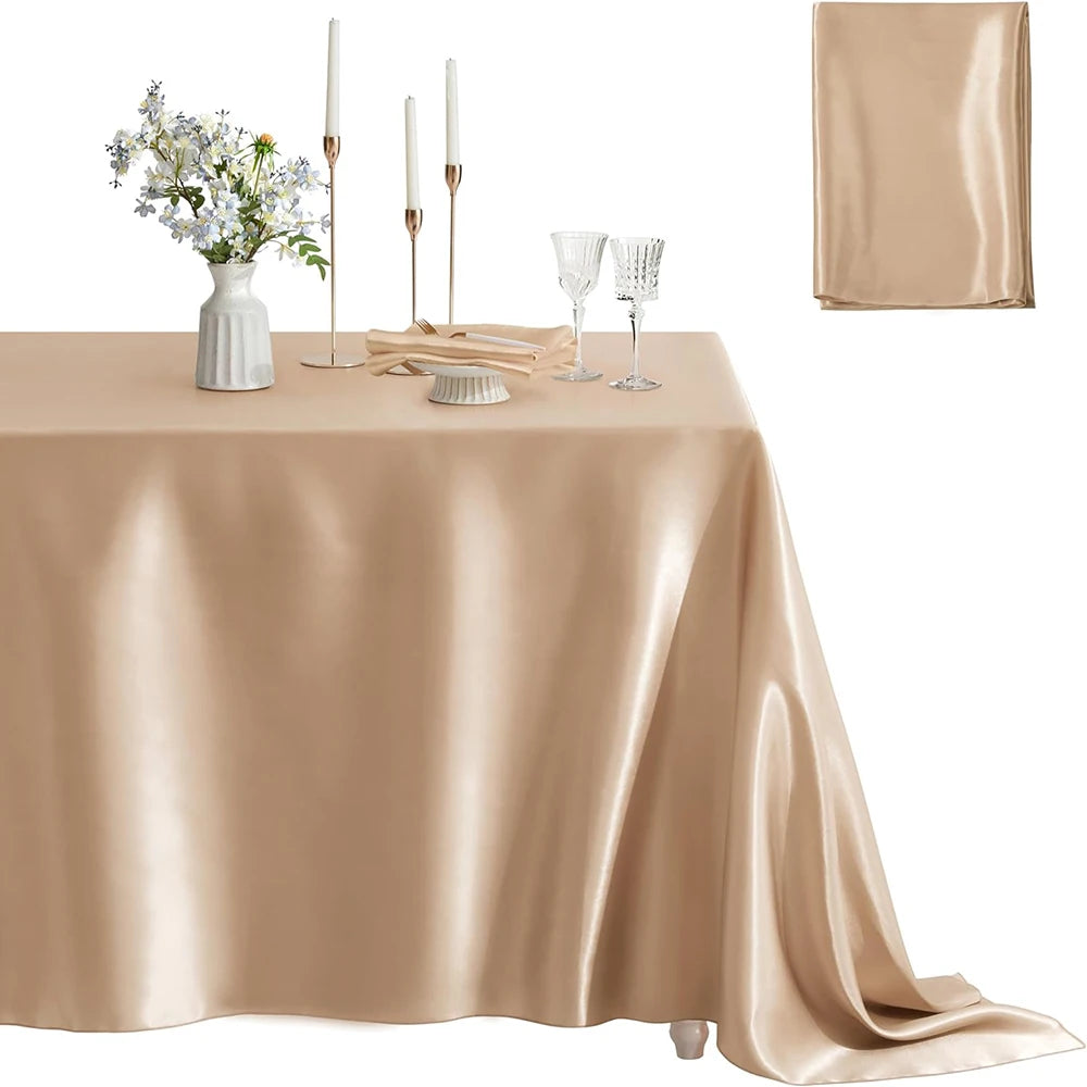 Champagne Rectangle Satin Tablecloth  