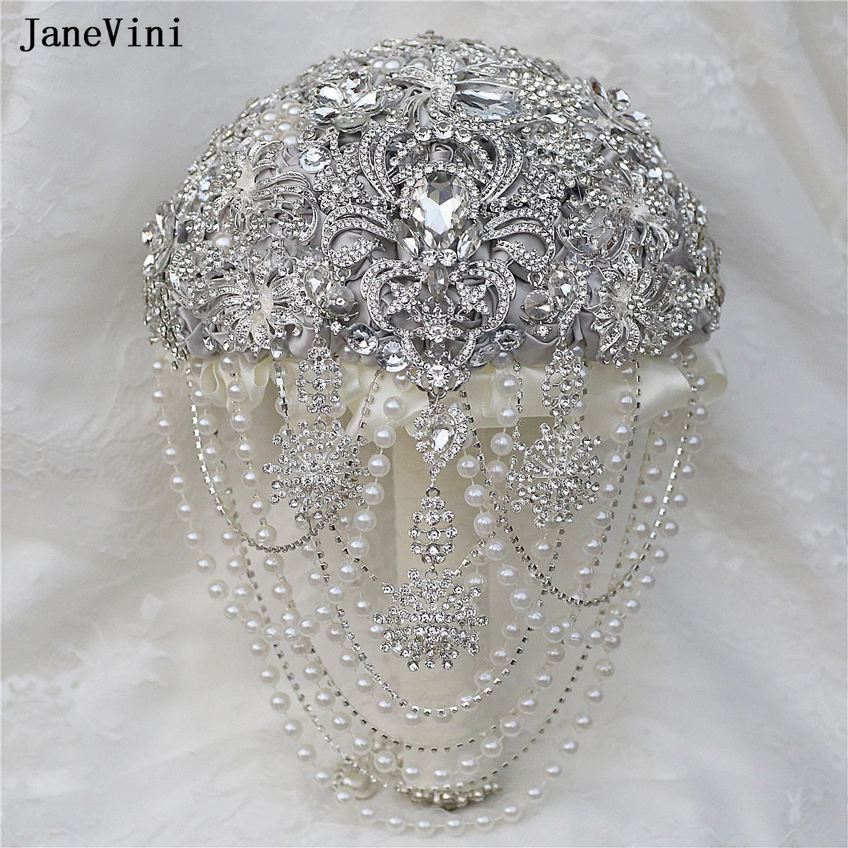 Luxury Diamond Crystal Ivory Bridal Wedding Brooch Bouquets