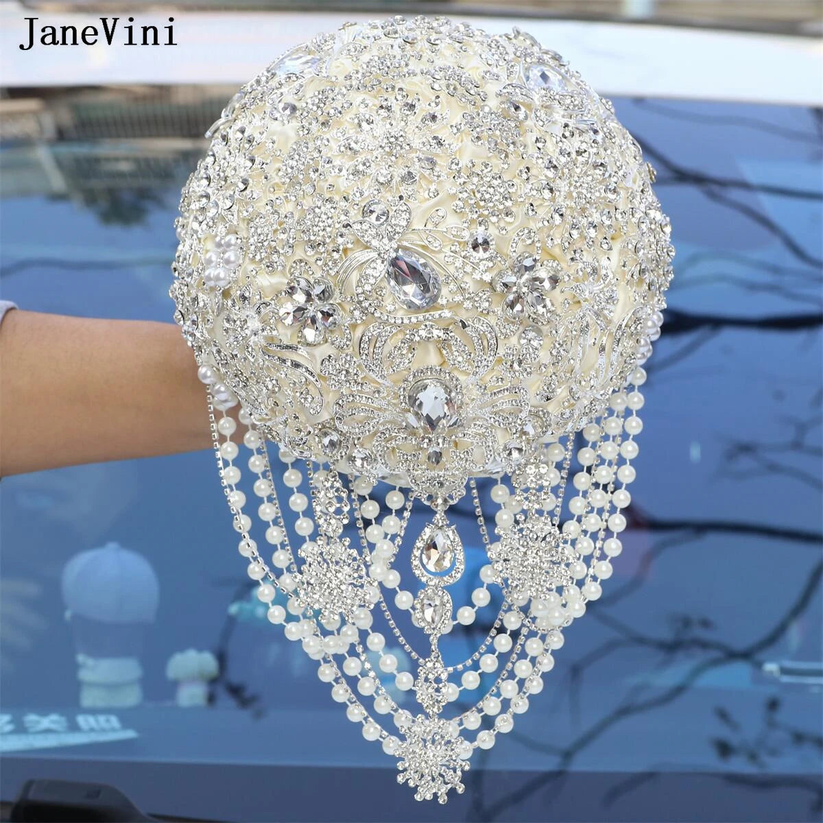 Luxury Diamond Crystal Ivory Bridal Wedding Brooch Bouquets  