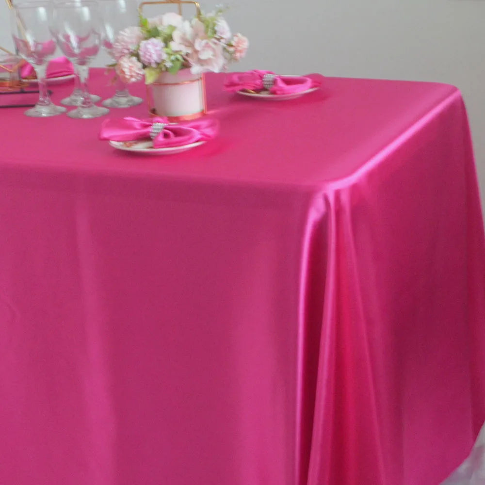 Hot Pink Elegant Satin Rectangle Tablecloth  