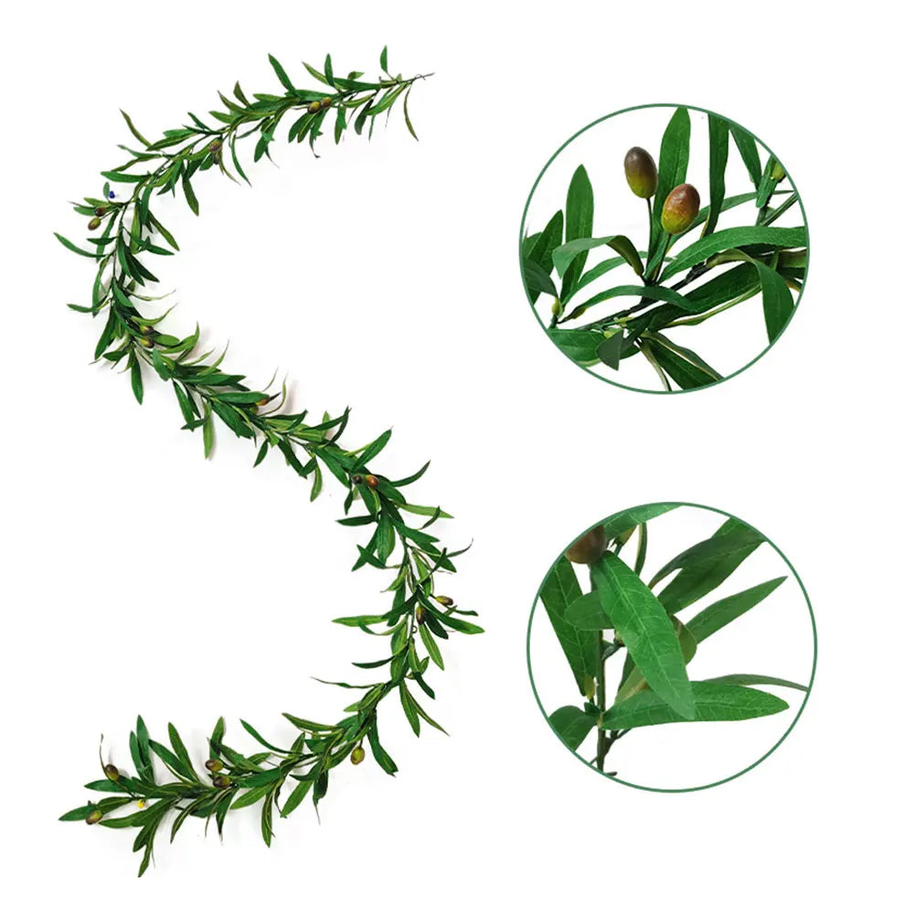 1.85m Olive Green Leaf Artificial Plant Vine Garland  