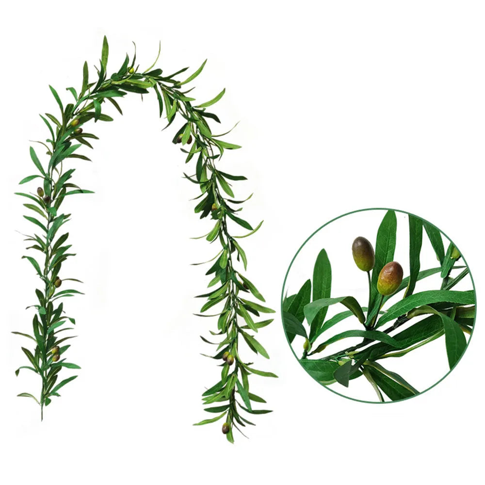 1.85m Olive Green Leaf Artificial Plant Vine Garland  