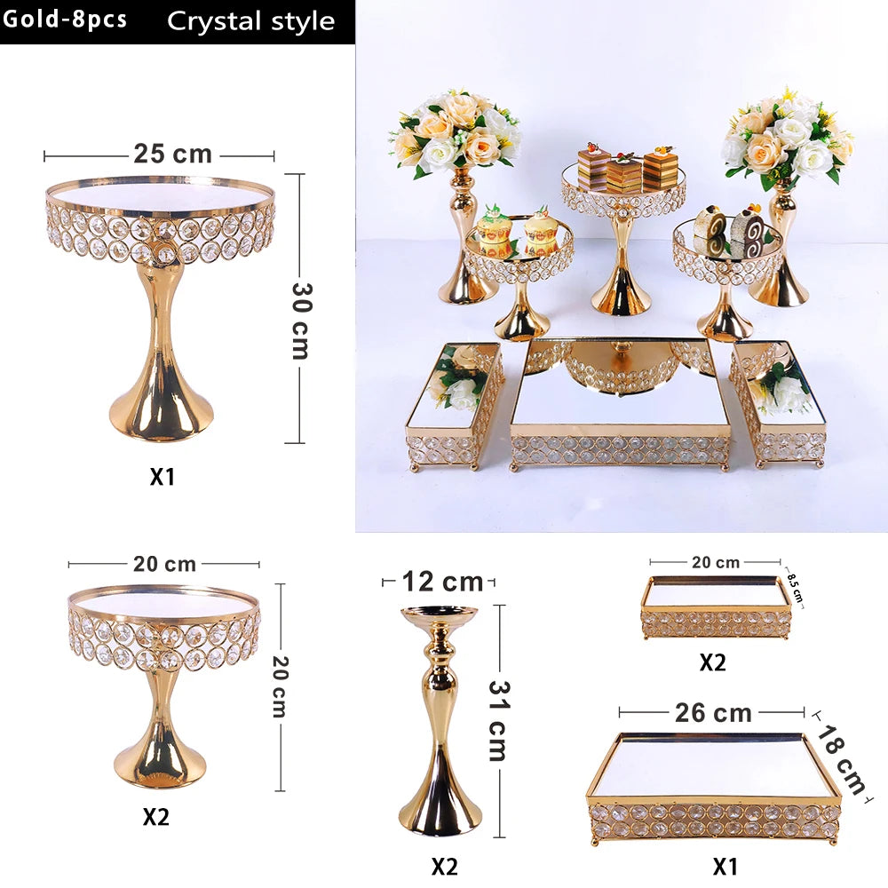 Metal Crystal Cake Stand Sets-Wedding Cake Stands & Plates