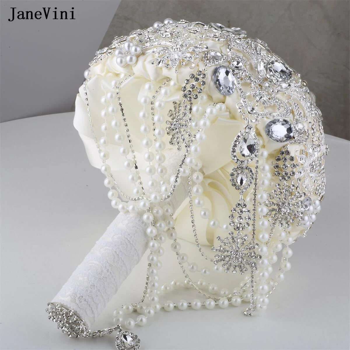 Luxury Diamond Crystal Ivory Bridal Wedding Brooch Bouquets  